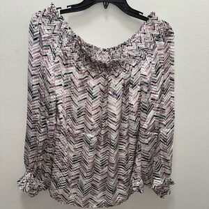 White House Black Market off the shoulder chevron blouse